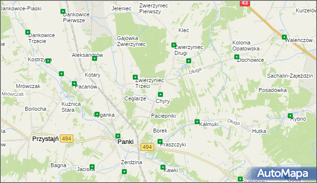mapa Konieczki gmina Panki, Konieczki gmina Panki na mapie Targeo