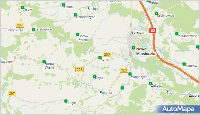 mapa Konin gmina Nowe Miasteczko, Konin gmina Nowe Miasteczko na mapie Targeo