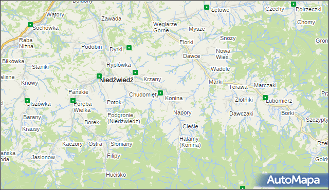 mapa Konina, Konina na mapie Targeo