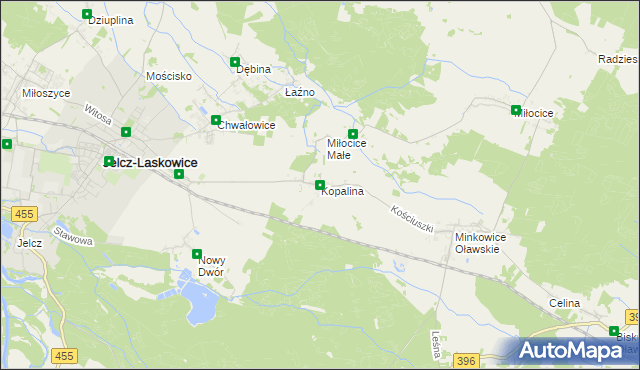 mapa Kopalina gmina Jelcz-Laskowice, Kopalina gmina Jelcz-Laskowice na mapie Targeo
