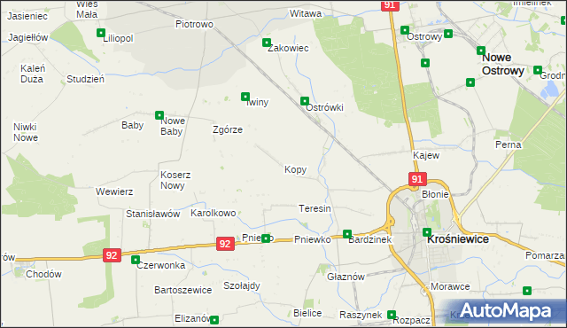 mapa Kopy gmina Krośniewice, Kopy gmina Krośniewice na mapie Targeo