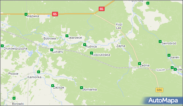 mapa Kościukówka, Kościukówka na mapie Targeo