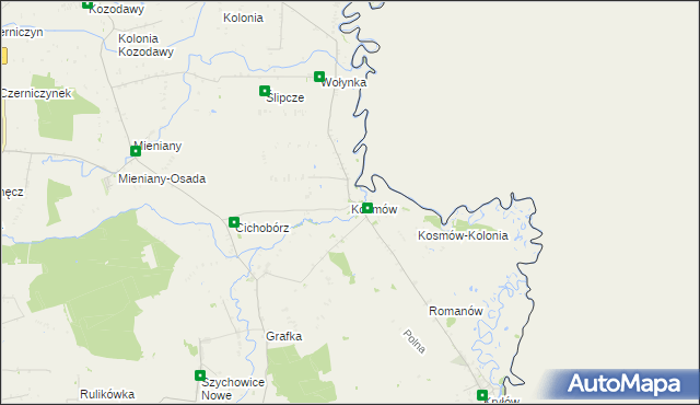 mapa Kosmów gmina Hrubieszów, Kosmów gmina Hrubieszów na mapie Targeo