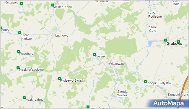 mapa Kossaki gmina Kolno, Kossaki gmina Kolno na mapie Targeo