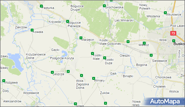 mapa Kostki Małe, Kostki Małe na mapie Targeo