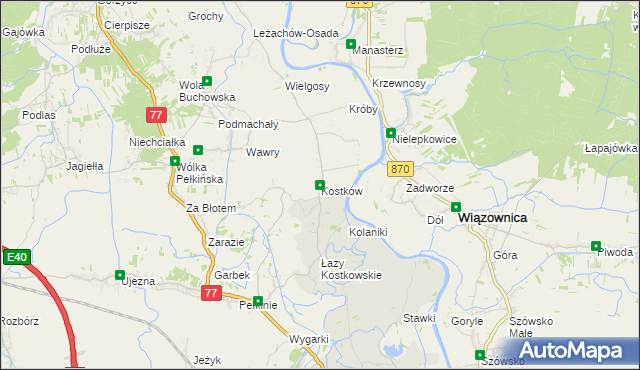 mapa Kostków, Kostków na mapie Targeo