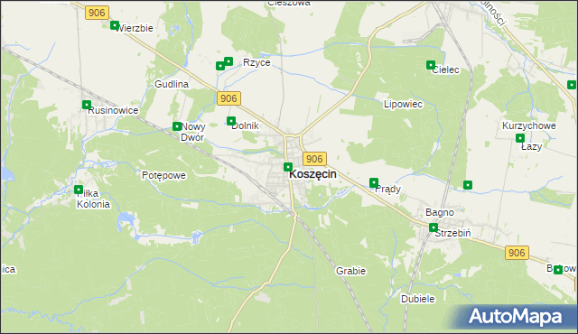 mapa Koszęcin powiat lubliniecki, Koszęcin powiat lubliniecki na mapie Targeo