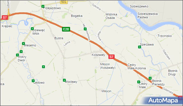 mapa Koszwały, Koszwały na mapie Targeo