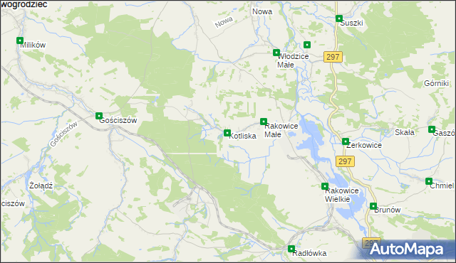 mapa Kotliska gmina Lwówek Śląski, Kotliska gmina Lwówek Śląski na mapie Targeo