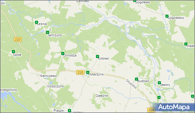 mapa Kotowo gmina Dębnica Kaszubska, Kotowo gmina Dębnica Kaszubska na mapie Targeo