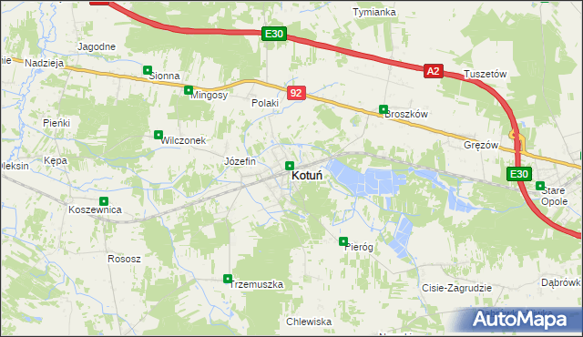 mapa Kotuń powiat siedlecki, Kotuń powiat siedlecki na mapie Targeo