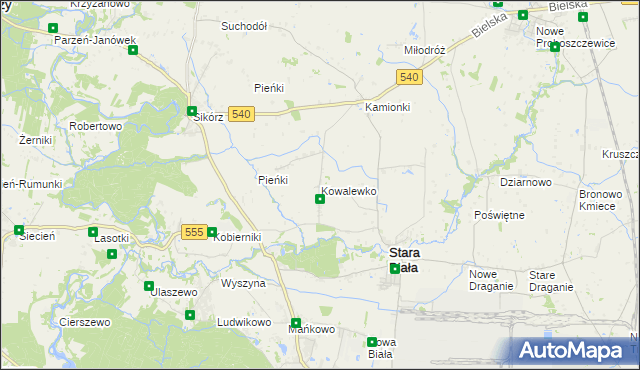 mapa Kowalewko gmina Stara Biała, Kowalewko gmina Stara Biała na mapie Targeo