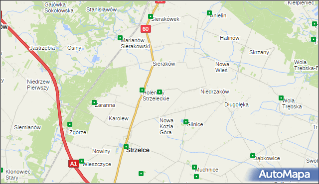 mapa Kozia Góra gmina Strzelce, Kozia Góra gmina Strzelce na mapie Targeo