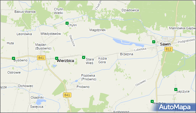 mapa Kozia Góra gmina Wierzbica, Kozia Góra gmina Wierzbica na mapie Targeo