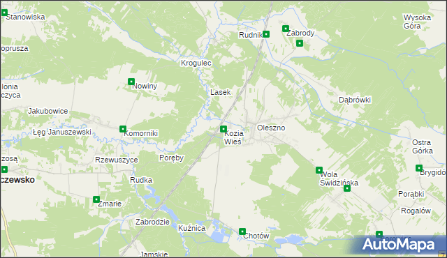 mapa Kozia Wieś, Kozia Wieś na mapie Targeo