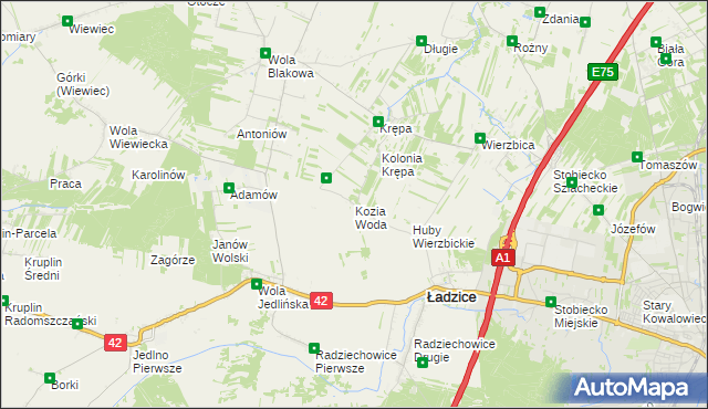 mapa Kozia Woda, Kozia Woda na mapie Targeo