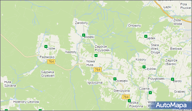 mapa Koziel gmina Raków, Koziel gmina Raków na mapie Targeo