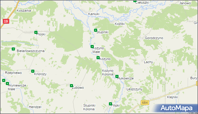 mapa Kożyno, Kożyno na mapie Targeo