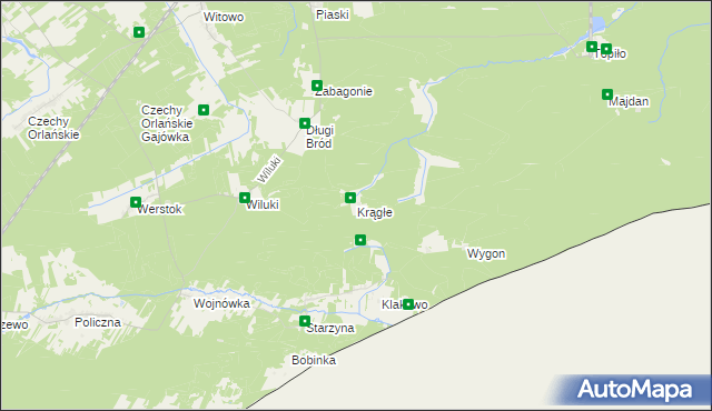 mapa Krągłe gmina Dubicze Cerkiewne, Krągłe gmina Dubicze Cerkiewne na mapie Targeo