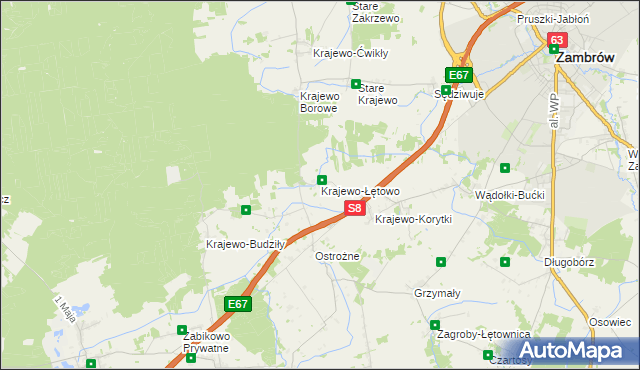 mapa Krajewo-Łętowo, Krajewo-Łętowo na mapie Targeo