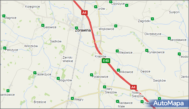 mapa Krajków gmina Żórawina, Krajków gmina Żórawina na mapie Targeo