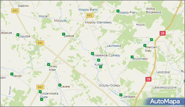 mapa Krasewice-Czerepy, Krasewice-Czerepy na mapie Targeo