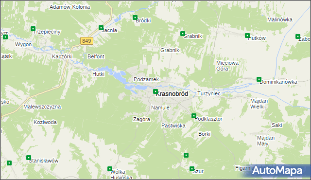 mapa Krasnobród, Krasnobród na mapie Targeo