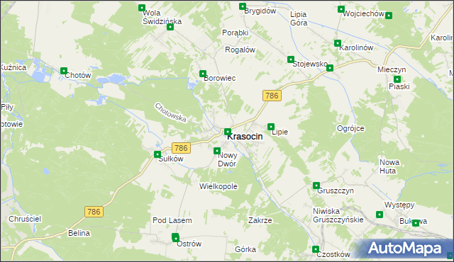 mapa Krasocin, Krasocin na mapie Targeo