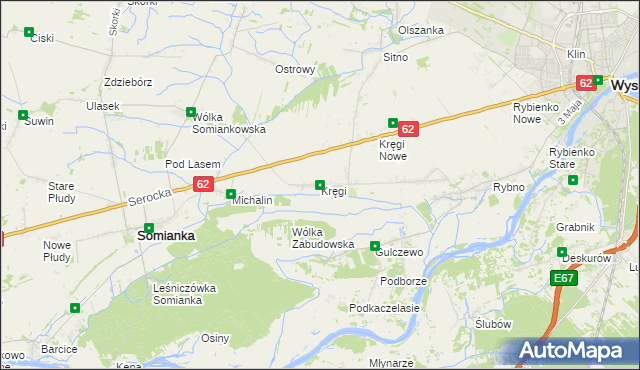 mapa Kręgi gmina Somianka, Kręgi gmina Somianka na mapie Targeo