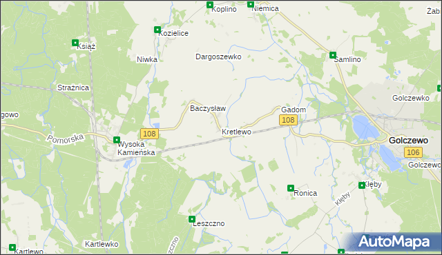 mapa Kretlewo, Kretlewo na mapie Targeo