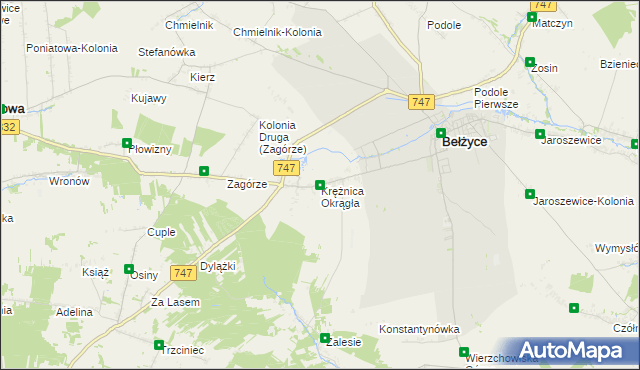 mapa Krężnica Okrągła, Krężnica Okrągła na mapie Targeo