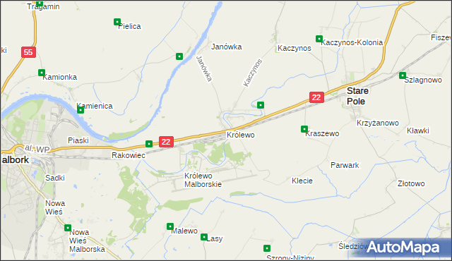 mapa Królewo gmina Stare Pole, Królewo gmina Stare Pole na mapie Targeo
