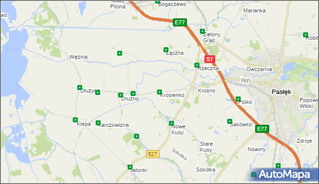 mapa Krosienko, Krosienko na mapie Targeo