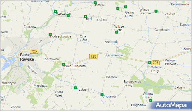 mapa Krukówka gmina Biała Rawska, Krukówka gmina Biała Rawska na mapie Targeo