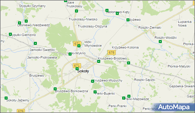 mapa Kruszewo-Brodowo, Kruszewo-Brodowo na mapie Targeo