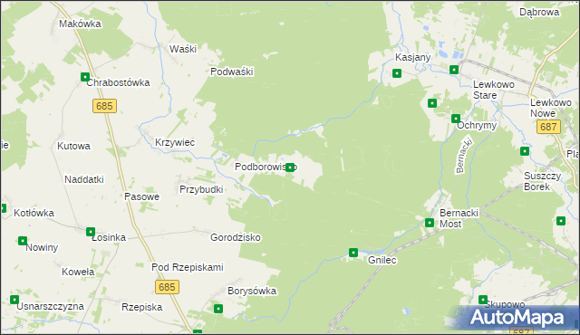 mapa Krynica gmina Narewka, Krynica gmina Narewka na mapie Targeo