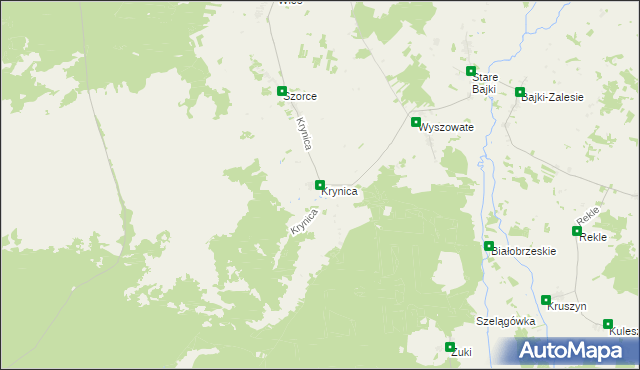 mapa Krynica gmina Trzcianne, Krynica gmina Trzcianne na mapie Targeo