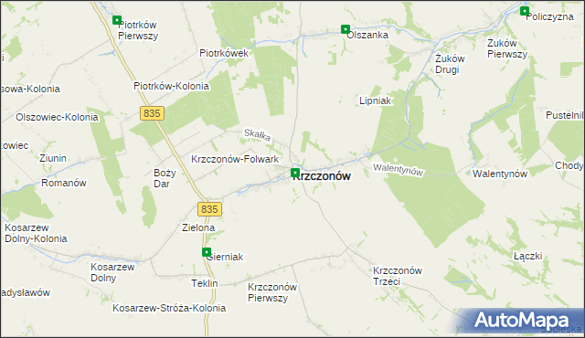 mapa Krzczonów powiat lubelski, Krzczonów powiat lubelski na mapie Targeo