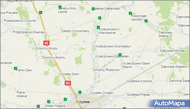 mapa Krzeczkowo-Szepielaki, Krzeczkowo-Szepielaki na mapie Targeo