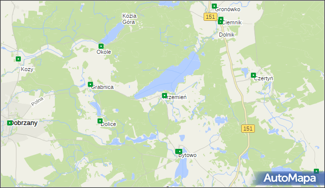 mapa Krzemień gmina Dobrzany, Krzemień gmina Dobrzany na mapie Targeo