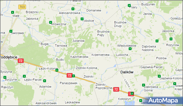 mapa Krzemieniew, Krzemieniew na mapie Targeo