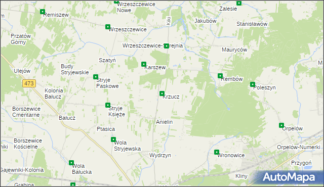 mapa Krzucz, Krzucz na mapie Targeo