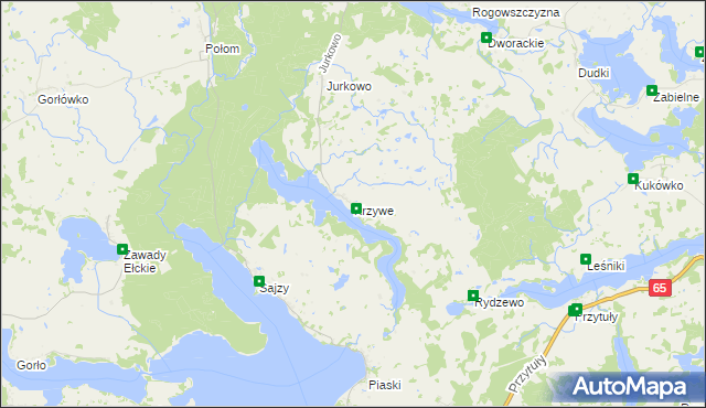 mapa Krzywe gmina Świętajno, Krzywe gmina Świętajno na mapie Targeo