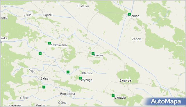 mapa Ksebki, Ksebki na mapie Targeo