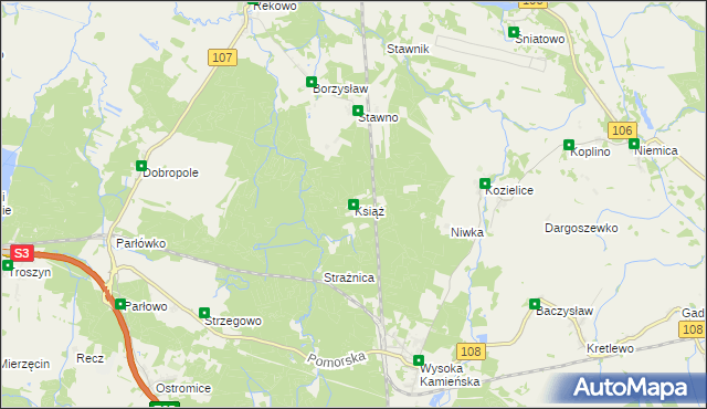 mapa Książ gmina Golczewo, Książ gmina Golczewo na mapie Targeo