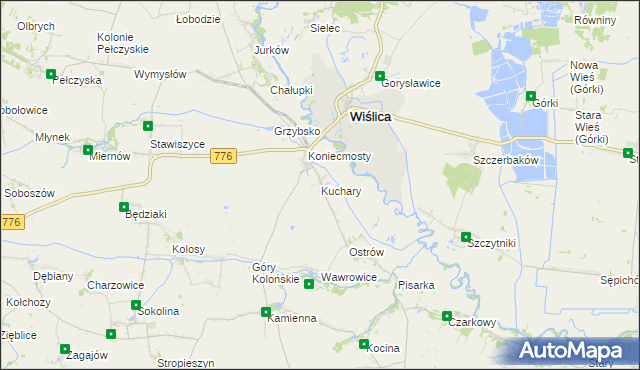 mapa Kuchary gmina Wiślica, Kuchary gmina Wiślica na mapie Targeo