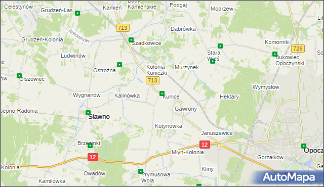 mapa Kunice gmina Sławno, Kunice gmina Sławno na mapie Targeo