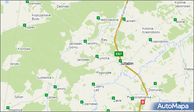 mapa Kunicha, Kunicha na mapie Targeo