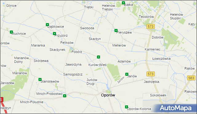 mapa Kurów-Parcel, Kurów-Parcel na mapie Targeo