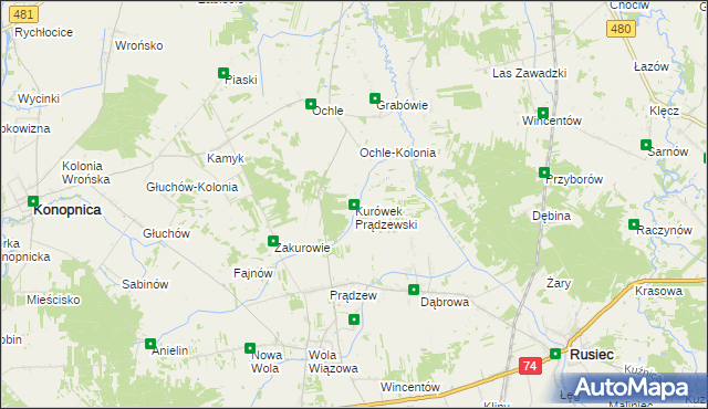 mapa Kurówek Prądzewski, Kurówek Prądzewski na mapie Targeo